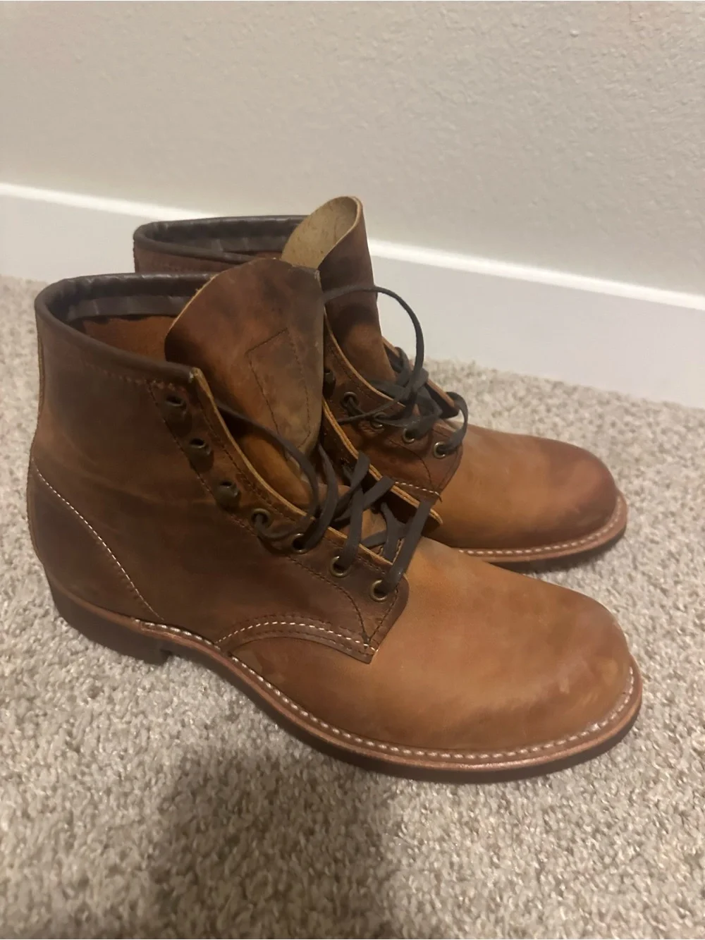 Red Wing Shoes Tan/Brown Leather Lace-Up Work Boots